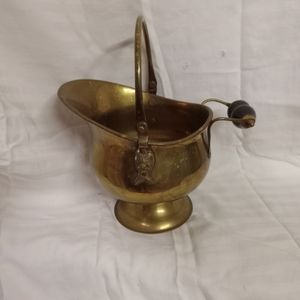 Vintage Brass Basket , Planter, Vase, Basin, Pitcher with face